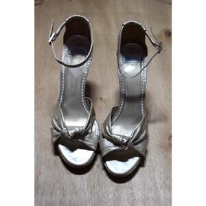 Arturo Chiang Metallic Gold Leather Ankle Strap Heels 5.5